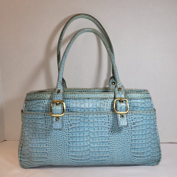 Tommy Hilfiger Vintage Y2K Croc Embossed Shoulder Purse Powder Blue - Picture 4 of 13